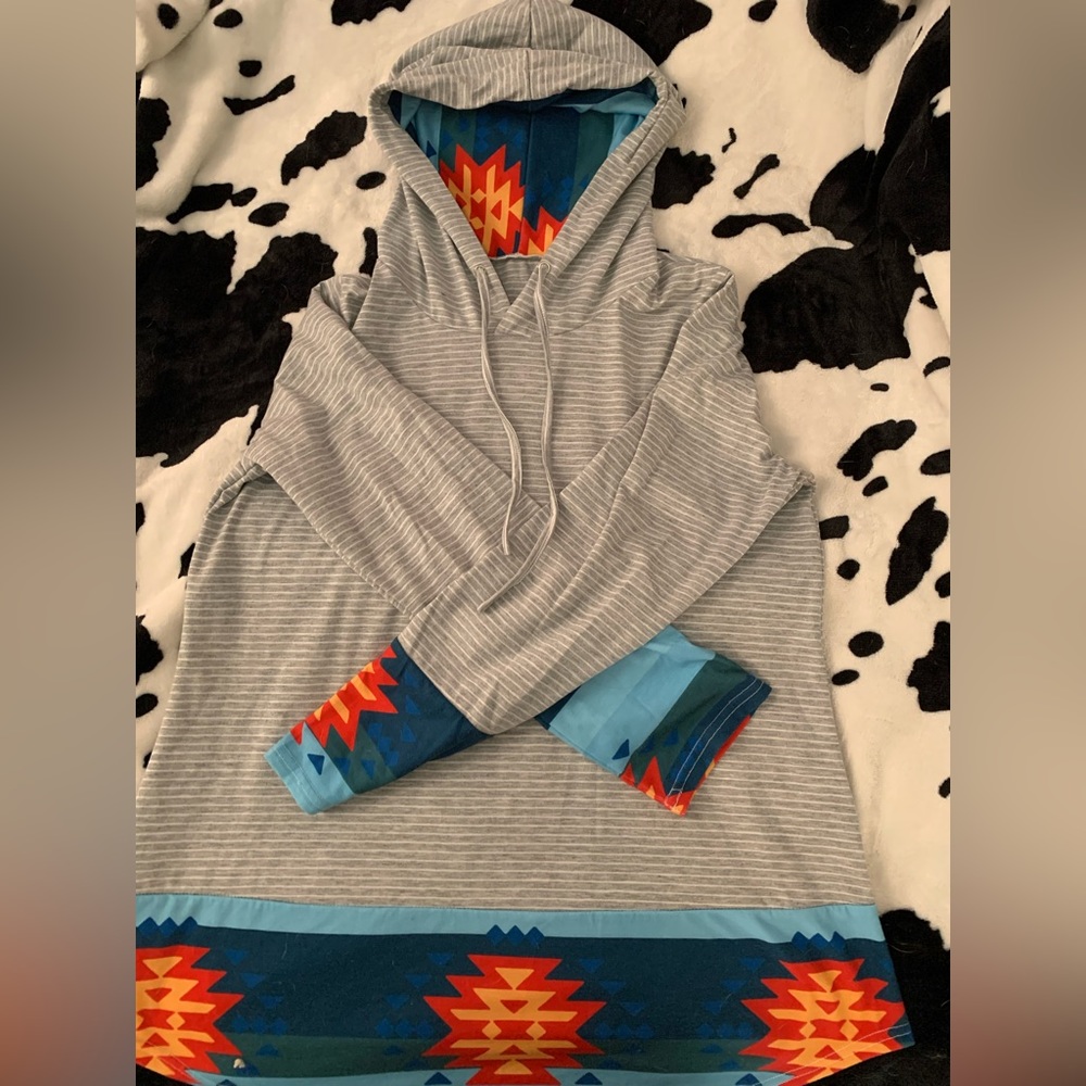 Stripes and Aztec hoodie
